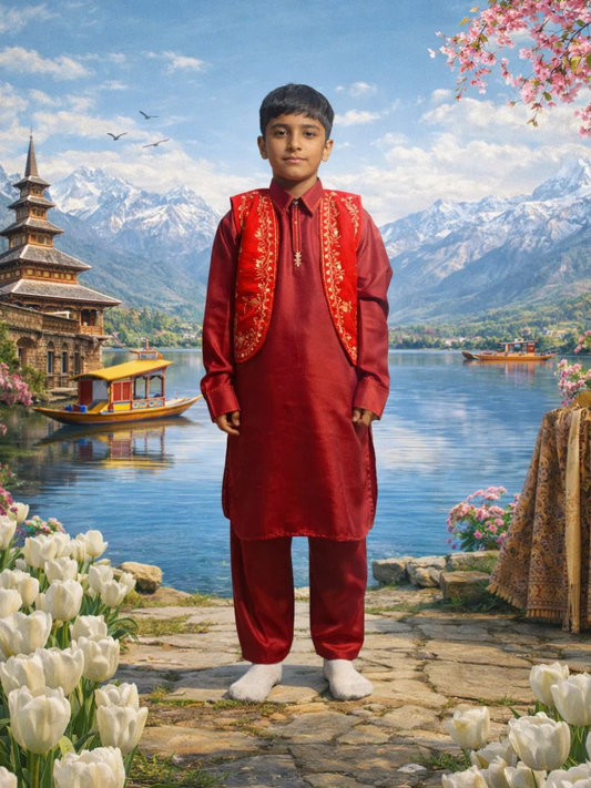Kashmiri Boy (Marron) (Dress & Jacket) Fancy Dress