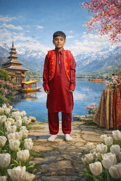 Kashmiri Boy (Marron) (Dress & Jacket) Fancy Dress