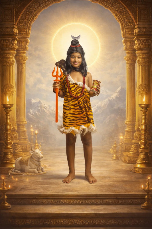 Shivji (Orange Trishul) Fancy Dress  (With Accessories)